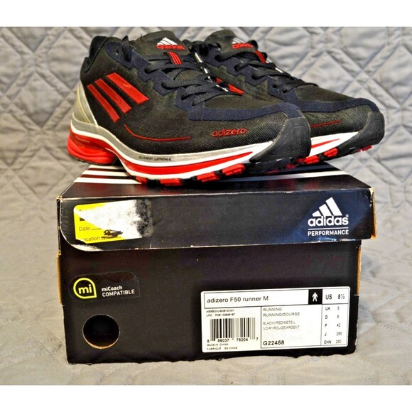 Adidas Adizero F50 Runner Men’s Size 8.5 Black Red Running Shoes G22458 main image 10